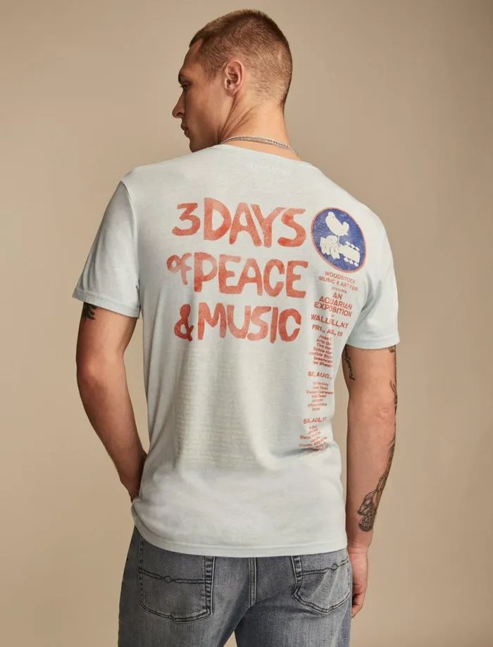Woodstock Poster Cloud Blue Men Lucky Brand Graphic Tees