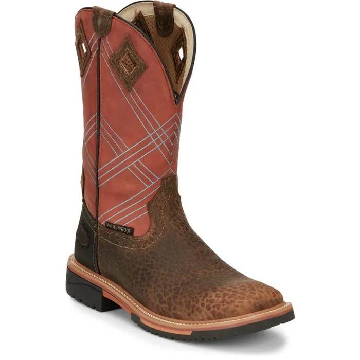 Work Men Justin Boots Dalhart 12034 Waterproof Work Boot Caramel 040brown041