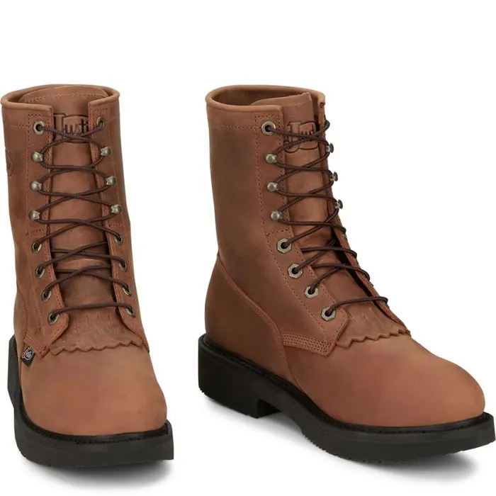 Work Men Justin Boots Livestock 8 LaceUp Round Steel Toe Aged Brown 040brown041 Work Men Justin Boots Livestock 8 LaceUp Round Steel Toe Aged Brown 040brown041
