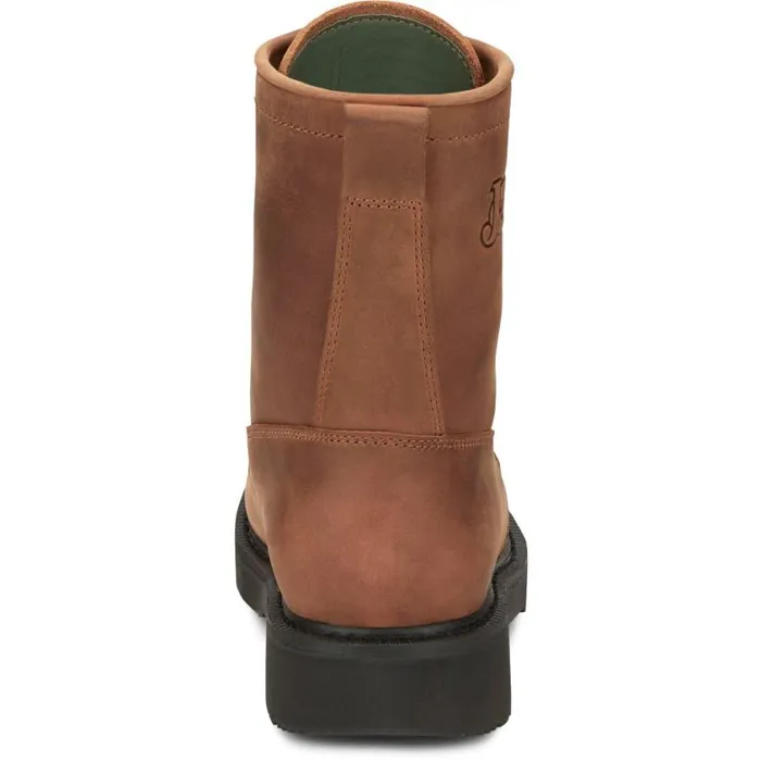 Work Men Justin Boots Livestock 8 LaceUp Round Steel Toe Aged Brown 040brown041