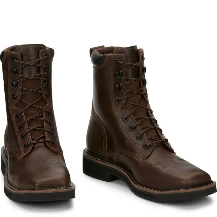 Work Men Justin Boots Pulley 8034 Steel Toe LaceUp Work Boot Aged Bark 040brown041 Work Men Justin Boots Pulley 8034 Steel Toe LaceUp Work Boot Aged Bark 040brown041