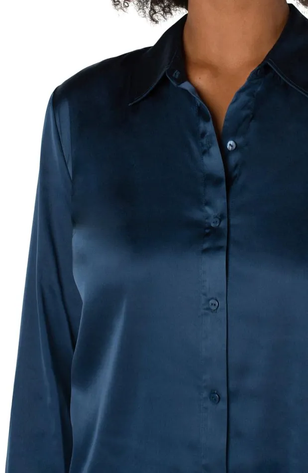 WOVEN TOPS Women Liverpool Los Angeles BUTTON UP WOVEN BLOUSE Shibori Blue