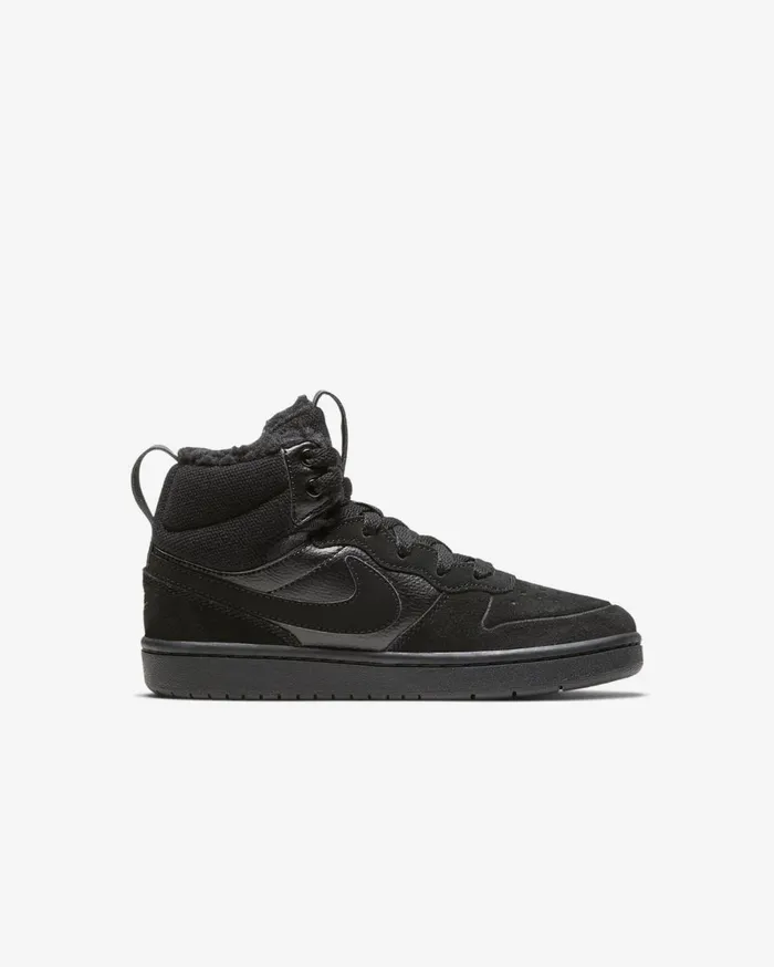 Younger Kids 3 8211 7 Years Kids Nike Court Borough Mid 2 Blackblackblack