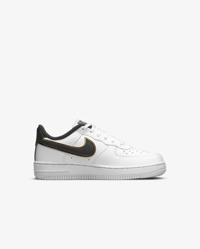 Younger Kids 3 8211 7 Years Kids Nike Force 1 LV8 Whitemetallic Goldwhiteblack