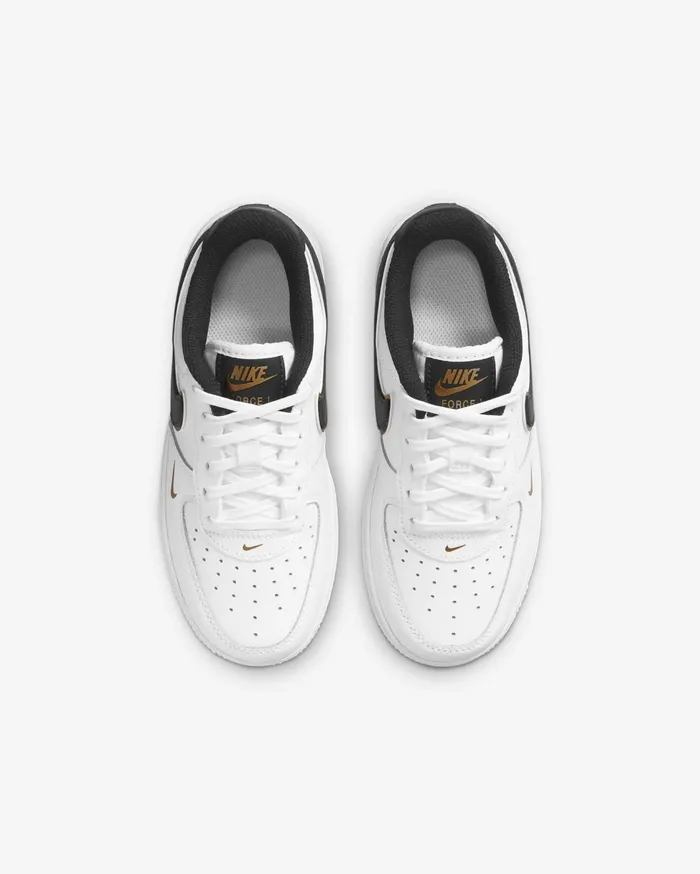 Younger Kids 3 8211 7 Years Kids Nike Force 1 LV8 Whitemetallic Goldwhiteblack