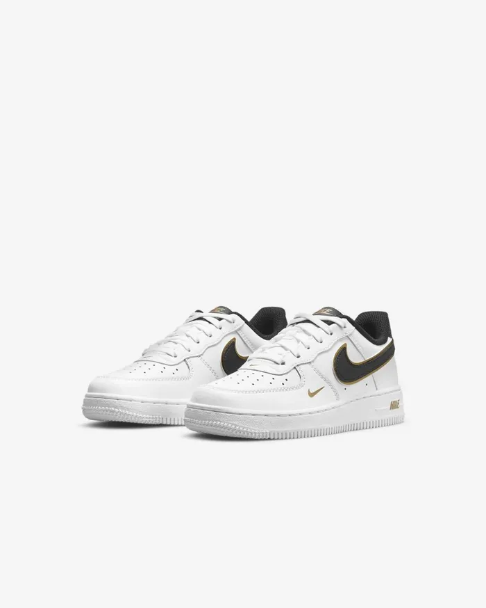 Younger Kids 3 8211 7 Years Kids Nike Force 1 LV8 Whitemetallic Goldwhiteblack
