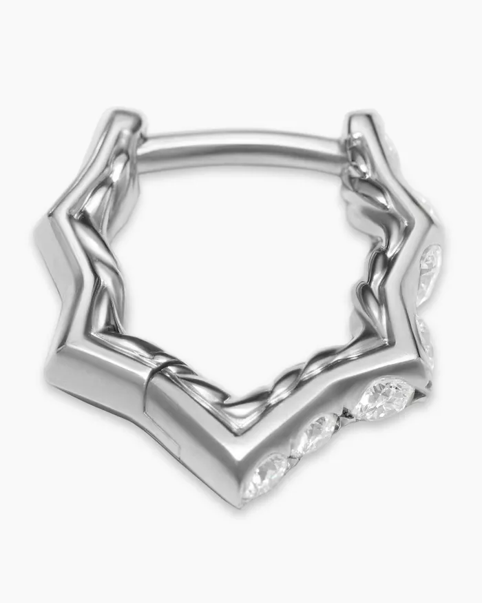 Zig Zag Stax Huggie Hoop Earrings In Sterling Silver With Diamonds 13mm Women David Yurman Hoop Zig Zag Stax Huggie Hoop Earrings In Sterling Silver With Diamonds 13mm Women David Yurman Hoop