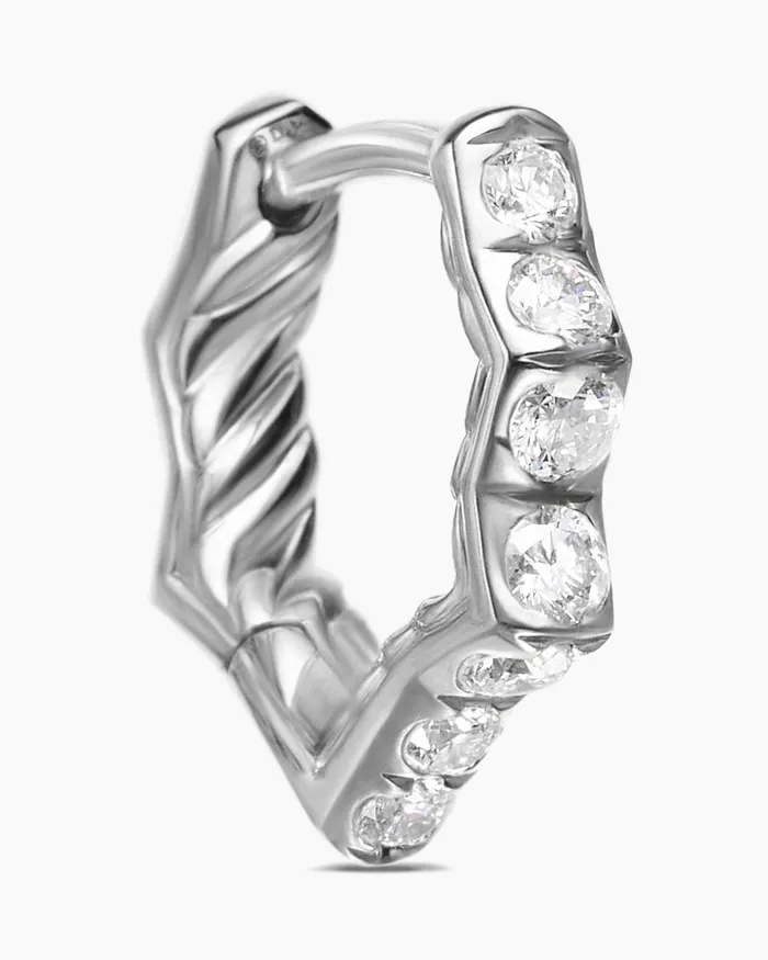 Zig Zag Stax Huggie Hoop Earrings In Sterling Silver With Diamonds 13mm Women David Yurman Hoop Zig Zag Stax Huggie Hoop Earrings In Sterling Silver With Diamonds 13mm Women David Yurman Hoop