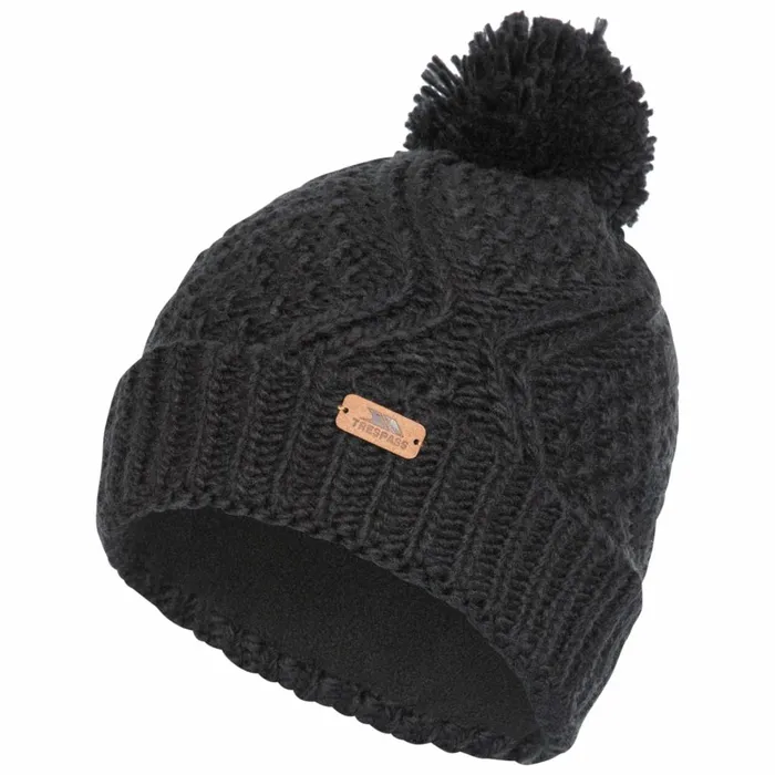 Zyra Knitted Bobble Hat Black Women Trespass Hats